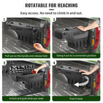 Amocart Truck Bed Storage Box Passenger Side Lockable Lid Waterproof ABS Wheel Well with Password Padlock Tool Box for Trucks