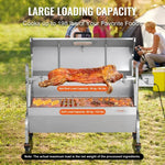 SucceBuy Rotisserie Grill with Hooded Cover BBQ Whole Pig Lamb Goat Charcoal Spit Grill Electric Motor Stainless Steel Roaster