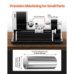 Amocart 2.76x5.12 in Mini Metal Lathe Machine 36W 20,000 RPM Speed + 3-jaw Chuck Aluminum Alloy for Processing Precision Parts