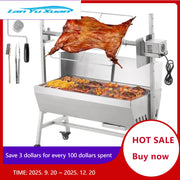 Bild in Galerie-Viewer laden, Amocart 35inch Rotisserie Grill Electric Motor Charcoal Spit Grill Stainless Steel Roaster w/Lockable Wheels for Camping
