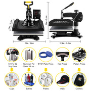 Load image into Gallery viewer, Amocart 5/8in1 15x15"/12x15"Dual-tube Heating Insulation Cotton Heat Press Sublimation Machine 360°Swing Design for Tshirts Etc
