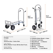 Charger l'image dans la visionneuse de galerie, Amocart Folding Hand Truck Aluminum Heavy Duty Industrial Collapsible Dolly Cart for Transport Moving in Warehouse Supermarket
