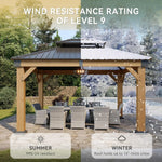 Outdoor Wood Gazebo Hardtop Permanent Pavilion Galvanized Steel Double Roof Patio Garden Deck Cedar Natural, Custom
