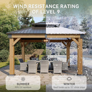 Load image into Gallery viewer, Outdoor Wood Gazebo Hardtop Permanent Pavilion Galvanized Steel Double Roof Patio Garden Deck Cedar Natural, Custom
