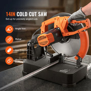 Load image into Gallery viewer, 2800W Chop Saw 14"/355mm Blade Diameter Cut Off Saw 1200RPM Steel Cutting Machine 0-45° Adjustable Dry Cut Chop Saw
