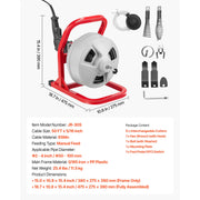 Bild in Galerie-Viewer laden, Amocart Drain Cleaner Machine 50 FT x 5/16 Inch Sewer Snake Auger with 228RPM Electric Drill Manual Feed for 2" to 4" Pipes
