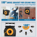 SucceBuy Retractable Extension Cord Reel 45 FT / 65 FT with Lighted Triple Tap Outlet 180° Swivel Bracket Heavy Duty Power Cord