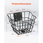 SucceBuy Front Bike Basket Electric Scooter Basket - Max Bearing 20 lbs Construct from Solid Steel Kids / Adults Bicycle Basket