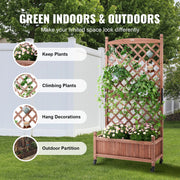 Charger l'image dans la visionneuse de galerie, Amocart Wood Planter with Trellis  Outdoor Raised Garden Bed with Drainage Holesfor Vine Climbing Plants Flowers in Garden
