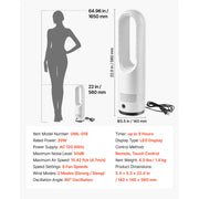 Charger l'image dans la visionneuse de galerie, Amocart Bladeless Tower Fan 65°/80° Oscillating Standing Fan 8/12 Speeds &amp; 8/9-Hour Timer 14.76/15.42 ft High Velocity for Home
