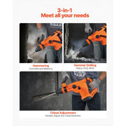 Bild in Galerie-Viewer laden, Amocart Corded Hammer Drill 1600W 175-350RPM Electric Demolition Drills 2-Inch SDS-Max Rotary Hammer Driver for Concrete Wood
