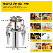 Bild in Galerie-Viewer laden, Amocart 50L Alcohol Still Stainless Steel Water Alcohol Distiller with Condenser 13.2Gal Wine Making Boiler with Copper Tube
