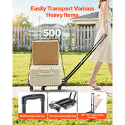 Charger l'image dans la visionneuse de galerie, Amocart Folding Hand Truck 500 lbs Load Capacity Collapsible Luggage Cart with 6 Wheels 2 Elastic Ropes &amp; Expandable Base Black

