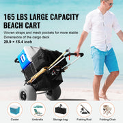Load image into Gallery viewer, Amocart Beach Dolly with Big Wheels for Sand 29.9"x15.4" Cargo Deck w/ 12" Balloon Wheels 165 lbs Folding Sand Cart for Beach
