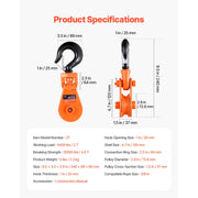 Load image into Gallery viewer, SucceBuy Snatch Block Pulley 2T with Swivel Hook Lifting Offroad Recovery for Towing Operation on Truck Rollback Wrecker Car
