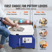 Charger l'image dans la visionneuse de galerie, Amocart 11in Pottery Wheel Ceramic Forming Machine Adjustable 60-300RPM Speed Handle Foot Pedal Control ABS Detachable Basin
