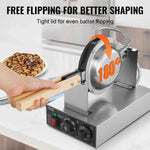 Amocart Commercial Egg Bubble Waffle Maker 1400W Non-Stick Stainless Steel Bubble Puff w/180° Rotatable 2 Pans & Wooden Handles