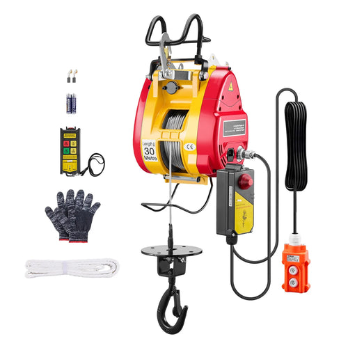 Amocart 2-in-1 Electric Hoist 1100 lbs 1800W Wired/Wireless Portable Power Winch 98 ft Lifting Height for Garage Factory Towing