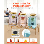 SucceBuy Beverage Dispenser Drink Dispensers for Parties, Glass Juice Dispenser with Metal Stand Lemonade Juice Water Dispensers