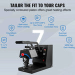 Amocart Hat Heat Press 4 in1 Cap Heat Press Machine 6x3inches Clamshell Transfer LCD Digital Timer Temperature Control
