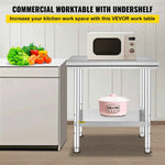 Amocart Stainless Steel Kitchen Work Bench Commercial Catering Table Worktable w/Undershelf 330LBS 286LBS for Restaurant Garage