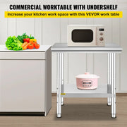 Bild in Galerie-Viewer laden, Amocart Stainless Steel Kitchen Work Bench Commercial Catering Table Worktable w/Undershelf 330LBS 286LBS for Restaurant Garage
