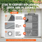 SucceBuy Carport Replacement Canopy Cover Garage Top Tent Shelter Tarp Heavy-Duty Waterproof & UV Protected （Frame Not Include）