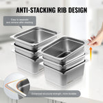 SucceBuy 4" 6" Deep Steam Table Pan 1/2 Size Hotel Pans for chafing 201 Stainless Steel Food Container for Party BBQ Baking