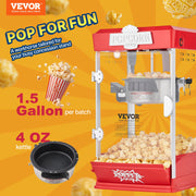 Charger l'image dans la visionneuse de galerie, Amocart 4Oz Popcorn Maker Commercial Popcorn Machine Countertop Popcorn Maker Includes Tabletop Popcorn Maker 1.5 Gal per Batch
