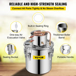 SucceBuy Moonshine Still 9.6Gallon 38L Stainless Steel Water Alcohol Distiller Copper Tube Home Brewing Kit Build-in Thermometer
