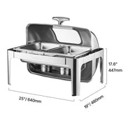 Load image into Gallery viewer, Amocart 9Qt Roll Top Chafing Dish Buffet Stainless Steel Chafer with Full Size Pan Visible Lid Rectangle Catering Warmer Server
