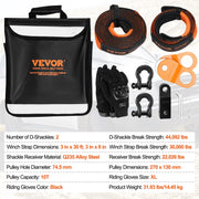 Charger l'image dans la visionneuse de galerie, Amocart Off-Road Winch Recovery Kit with 30000Lbs Tow Straps &amp; D-Ring Shackles Snatch Block Storage Bag for ATV Jeep Truck
