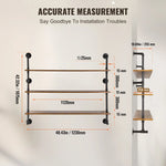 SucceBuy Industrial Pipe Shelf Wall-Mount Floating Rustic Wood Shelves Bracket Storage Rack Sundries Holder for Kitchen Bedroom