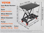 SucceBuy 330/500lbs Hydraulic Lift Table Cart Manual Single Scissor Platform with 4 Wheels and Non-slip Pad