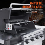 Amocart Universal Grill Rotisserie Kit for Grills, Electric BBQ Grill with 9W Motor Stainless Steel Automatic Grilling Kit