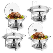 Charger l'image dans la visionneuse de galerie, Amocart 4 Pack Chafing Dish Buffet Set Stainless Steel Chafer w/4 Full Size Pan Round Catering Warmer Server for Party Banquets
