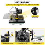 Bild in Galerie-Viewer laden, Amocart 2In1 Heat Press Machine 38*38CM Multifunctional 360° Swing-Away Digital Sublimation Printer Transfer DIY T-shirt Cap

