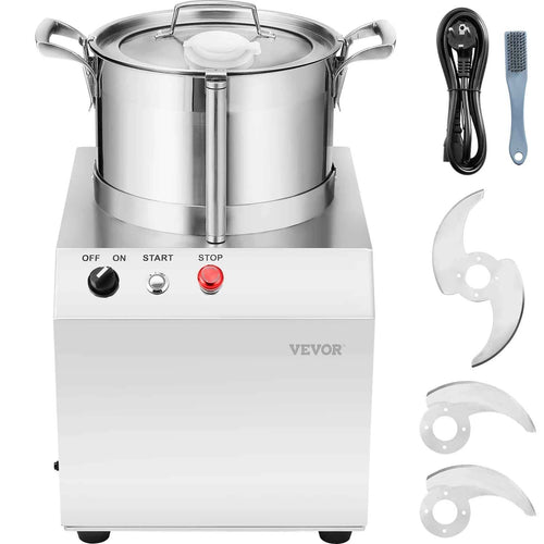Amocart 6 10 15L Food Processor & Vegetable Chopper Food-Grade Stainless Steel Food Processor Chopper w/2 Extra S-Curve Blade