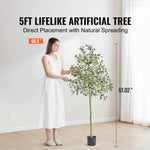 Amocart Artificial Olive Tree 4/5/6FT Tall Faux Plant Secure PE Material Anti-Tip Tilt Protection Low-Maintenance Tree for Home
