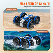Charger l'image dans la visionneuse de galerie, Amocart Blue/Yellow Amphibious RC Car Boat 2.4GHz 12 km/h Electric Remote Control 360° Rotating Stunt Car Water Beach Pool Toys
