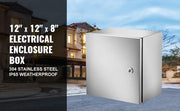 Bild in Galerie-Viewer laden, Amocart NEMA Stainless Steel Enclosure 300x300x200 mm IP66 Waterproof &amp; Dustproof Electrical Junction Box with Mounting Plate
