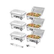 Charger l'image dans la visionneuse de galerie, 【Premium】Amocart 8QT Rectangle Chafing Dish 2/4/6 Packs w/ Full Size Pans Buffet Catering Warmer Server Folding Stand Fuel Hold
