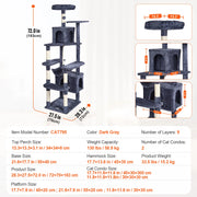 Bild in Galerie-Viewer laden, Amocart Cat Tree for Indoor Cats Cat Tower with Cat Condo Sisal Scratching Post HammockTop Perch Jumping Platforms Dark Grey
