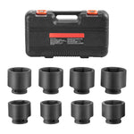 SucceBuy Axle Nut Impact Socket Set 3/4" Drive 6-Point 8-Piece SAE Spindle Nut Socket Set CR-MO Heat Treated Large Socket Set
