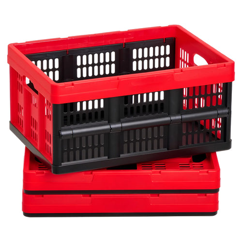 Amocart 32L 3 Packs Plastic Collapsible Storage Bins Stackable Folding Storage Crates Space-Saving Baskets for Home Organizing