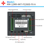 2.8'' Touch Screen PLC HMI All In One for Small Machine Automation Controller, Built-In Analog, 7/9 I/O, 2 Axis 100K for Motor