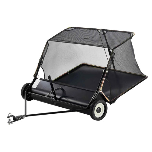 Amocart 52-inch Lawn Sweeper Tow Behind 26cu.ft. Large Pull Behind Heavy Duty Leaf Grass Collector for Picking Up Debris Grass