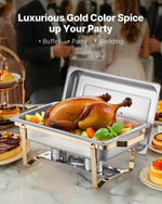 Amocart 8 Qt 4 Pack Chafing Dish Buffet Set Stainless Steel Chafer with 2 Full Size and 4 Half Size Pans Catering Warmer Server