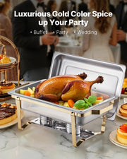 Bild in Galerie-Viewer laden, Amocart 8 Qt 4 Pack Chafing Dish Buffet Set Stainless Steel Chafer with 2 Full Size and 4 Half Size Pans Catering Warmer Server
