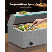 Bild in Galerie-Viewer laden, Amocart Commercial Food Warmer Electric Stainless Steel Steam Food Warmer with Glass Cover Countertop Buffet Bain Marie w/ Soup
